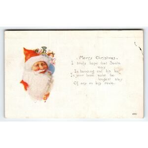 Vintage 1923 Santa Claus Christmas Postcard with Holiday Greeting
